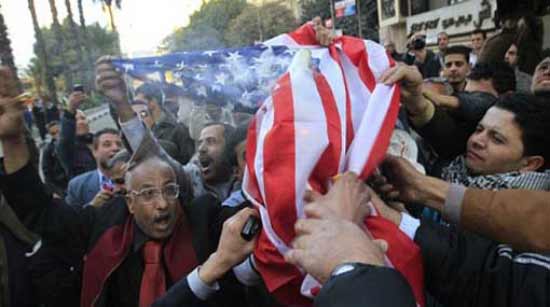 Egyptians demonstrate against American government before U.S. Consulate in Australia 